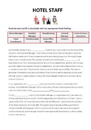 English Worksheet: Tourism - Hotel Staff