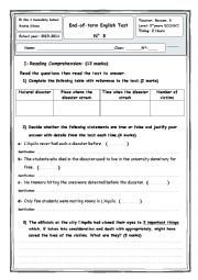 English Worksheet: third year exam 3