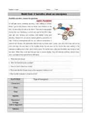 English Worksheet: A narrative about an emergency