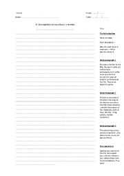 English Worksheet: essay format for writing a descriptive essay 