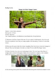 English Worksheet: Hunger Games Film Review