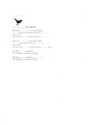 English Worksheet: Blackbird Open Cloze