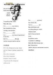 English Worksheet: We are the champions - Queen