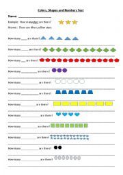 Colors, Shapes and Numbers Test