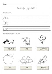 English Worksheet: My Alphabet -A, B, C