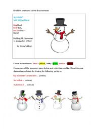 English Worksheet: BUILDING  MR. SNOWMAN