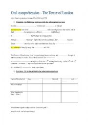 English Worksheet: Tower of London . Oral comprehension 