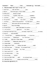 English Worksheet: some,any