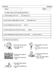 English Worksheet: Warning