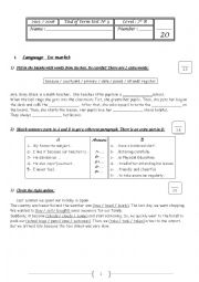 English Worksheet: end of term test 3 7th formers (language+writing)