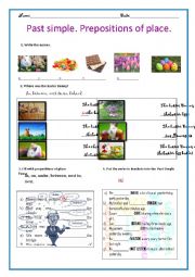 English Worksheet: Past simple. Prepositions of place