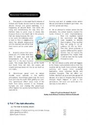 English Worksheet: global warming reading comprehension