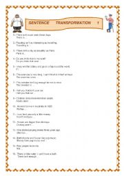 English Worksheet: Sentence transformation Teens