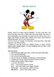 English Worksheet: Mickey Mouse