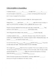 English Worksheet: Christopher Columbus  - short text with blanks