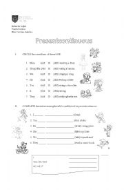 English Worksheet: Present continuous beginners