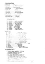 English Worksheet: much, many, some, a, an, any
