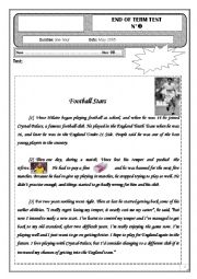 English Worksheet: 9th form end of term test