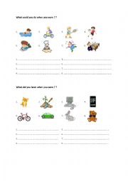 English Worksheet: I could / I had