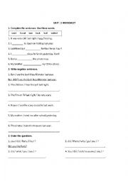 English Worksheet: past simple  tense