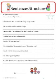 English Worksheet: Sentence Structure