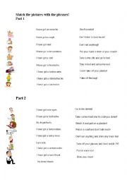 English Worksheet: Health and illnesses