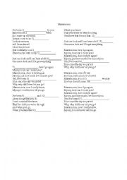 English Worksheet: Mama Mia by Abba - Awesome Song Worksheet with Key