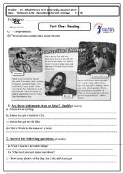 English Worksheet: Test 2 Pastimes