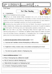 English Worksheet: Test 2 Celebrations