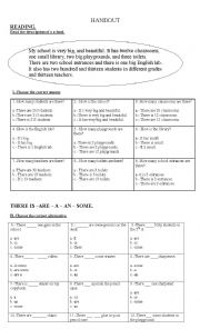 English Worksheet: handout there is -are 
