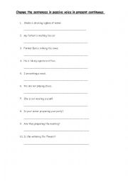 English Worksheet: passive in simple present continuous