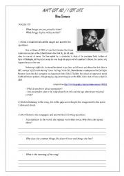 English Worksheet: Nina Simone - Aint got no/I got life
