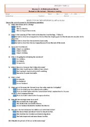 English Worksheet: EXTENSIVE READING - NEVER STOP ON THE MOTORWAY