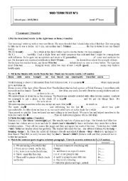 English Worksheet: mid term test n3 7th formers