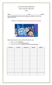 English Worksheet: Listening-Video Workshop: Past Tense