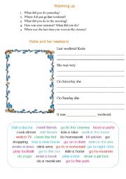 English Worksheet: Katie and her day