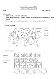 English Worksheet: 1st grade test