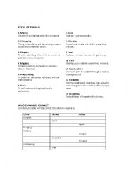 English Worksheet: Types of crimes Worksheet