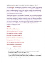 English Worksheet: POETRY