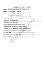 English Worksheet: Cleft sentences in passive