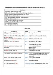 English Worksheet: Finding grammar mistakes