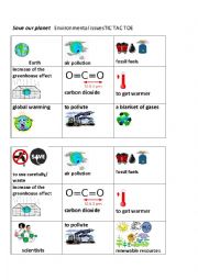 English Worksheet: Environmental issues Tic Tac Toe