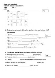 English Worksheet: Past simple and past continuous test