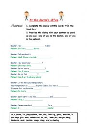 English Worksheet: at the doctors