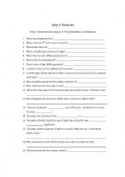 English Worksheet: John F. Kennedy