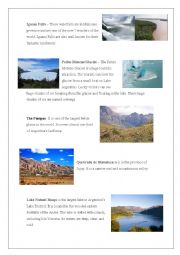 English Worksheet: Touristic places in Argentina