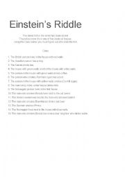 English Worksheet: Einsteins Riddle