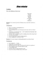 English Worksheet: Shopping and making returns roleplay