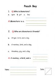 English Worksheet: Peach Boy
