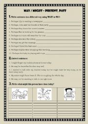 English Worksheet: May/Might + Present and Past